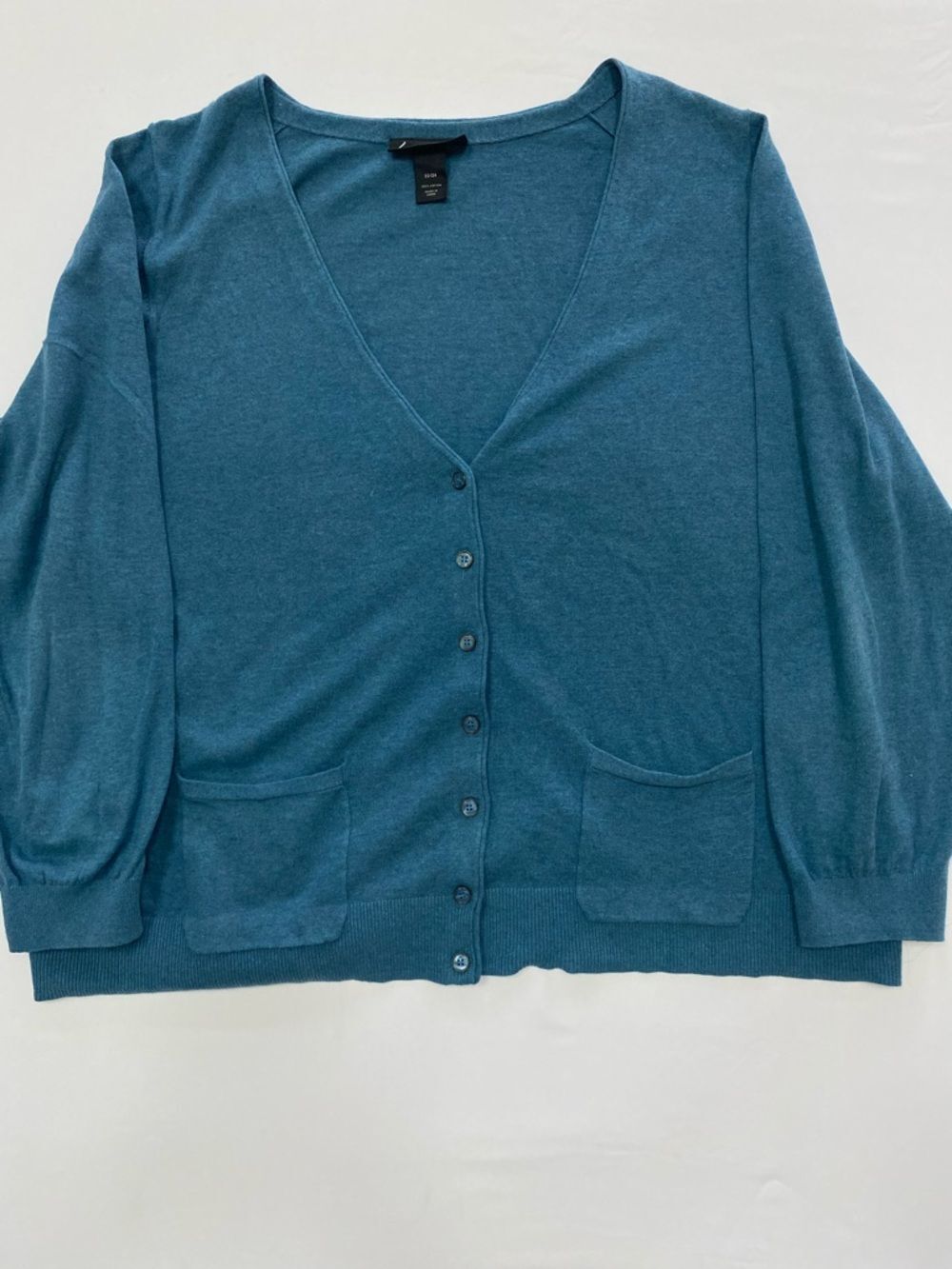 Lane Bryant Blue V-Neck Button Front Cardigan Sweater Cotton Plus Size 22/24